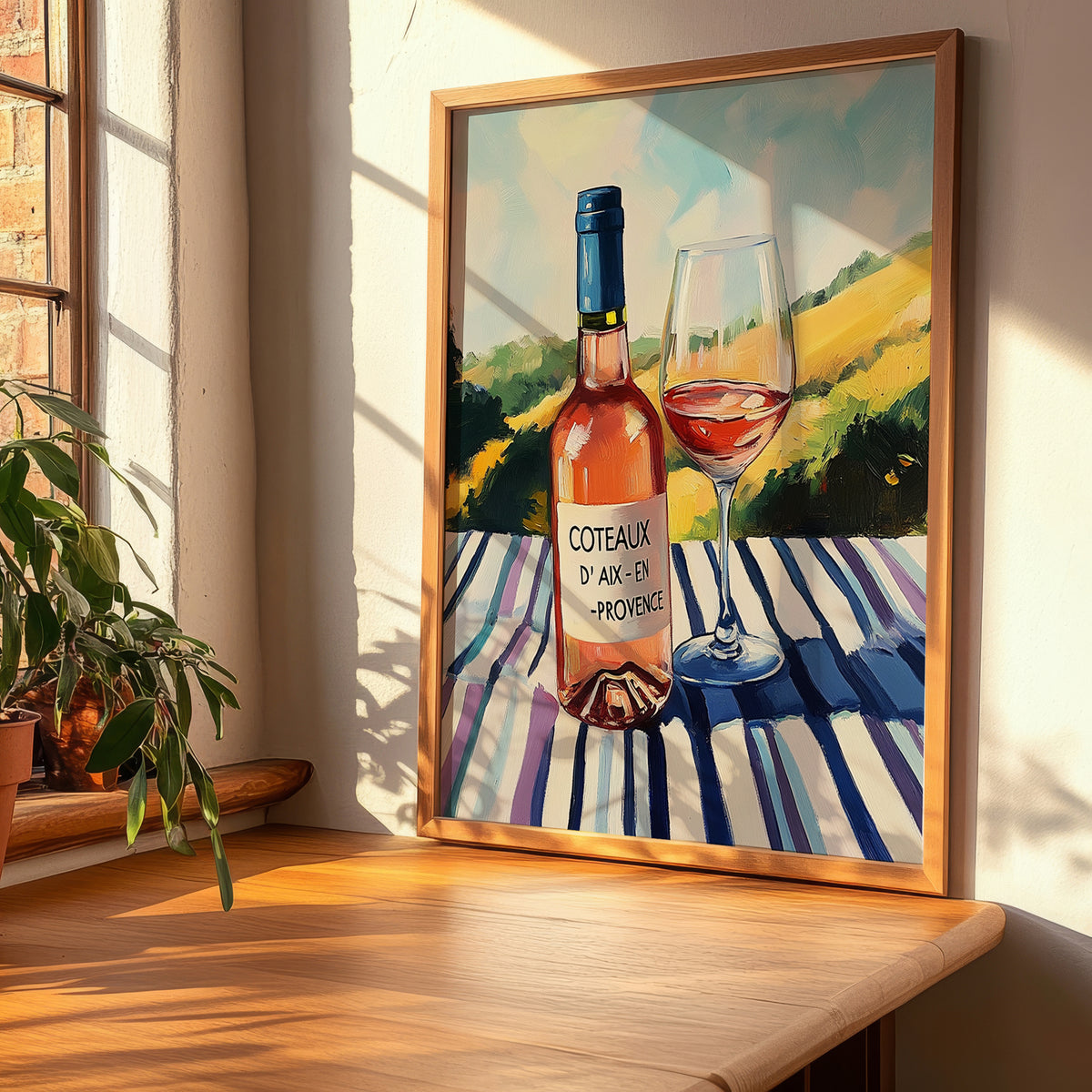 Coteaux d'Aix-en-Provence – French Rose Wine, Vineyard Terrace Wall Art, clean layout with no caption
