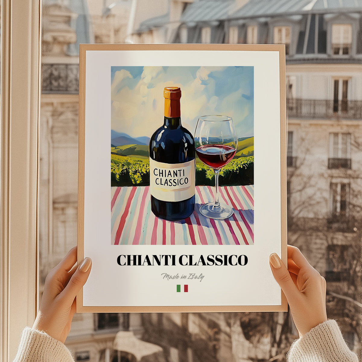 Chianti Classico – Italian Red Wine, Tasting Room Art, styled in a charming Paris street view