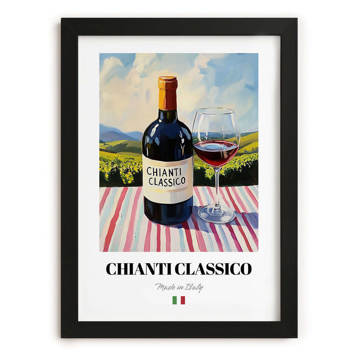 Chianti Classico – Italian Red Wine, Tasting Room Art, in sleek black frame