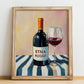 Etna Rosso – Italian Red Wine, Tasting Room Painting, no-text version framed in wood