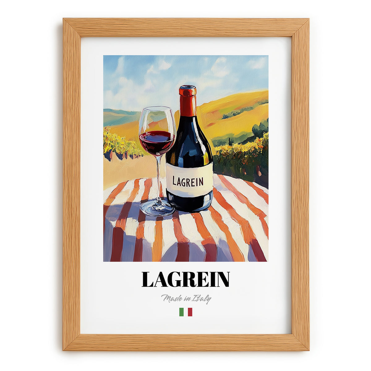 Lagrein – Italian Red Wine, Vinoteca Wall Art, set in oak frame