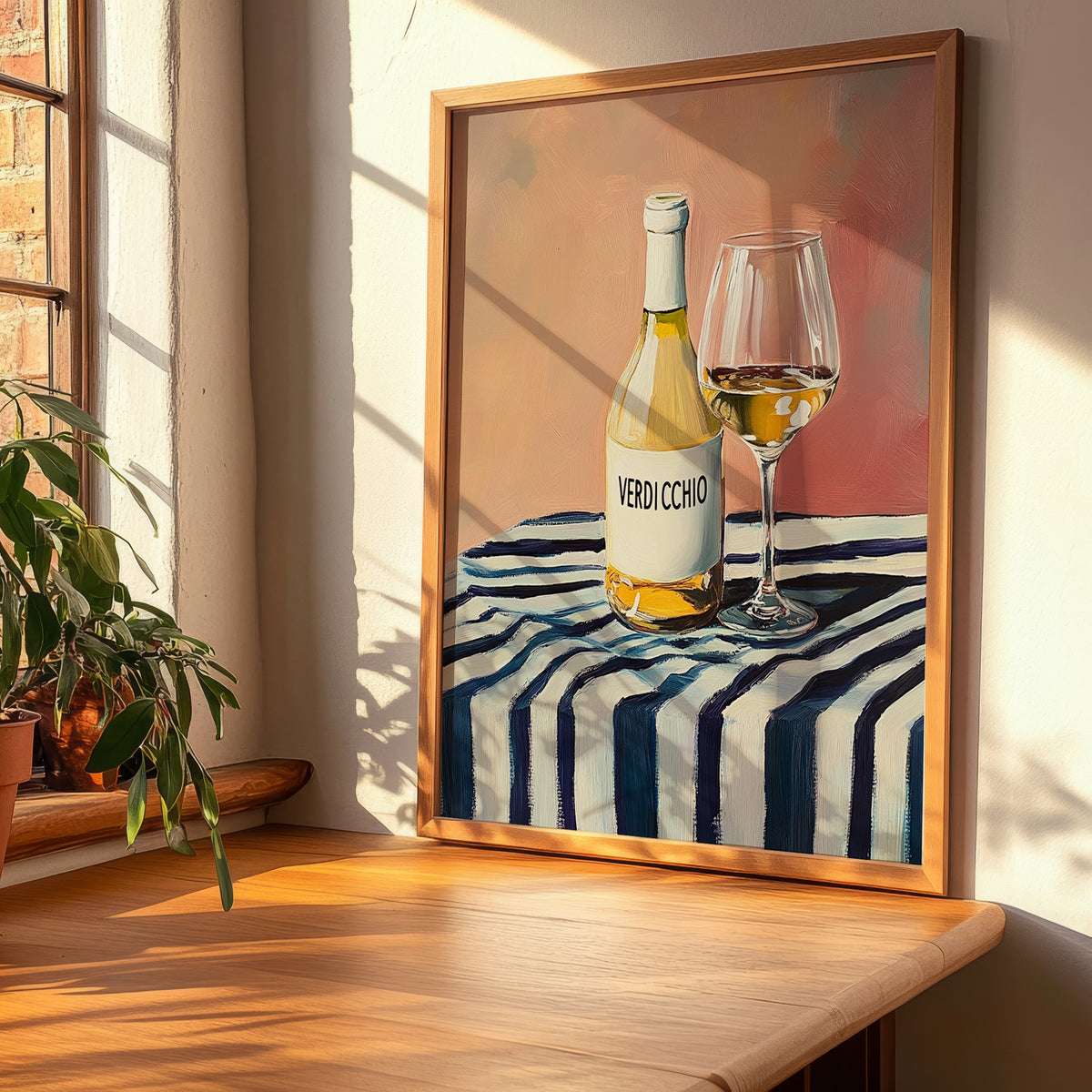 Verdicchio – Italian White Wine, Wine Bar Painting, clean layout with no caption