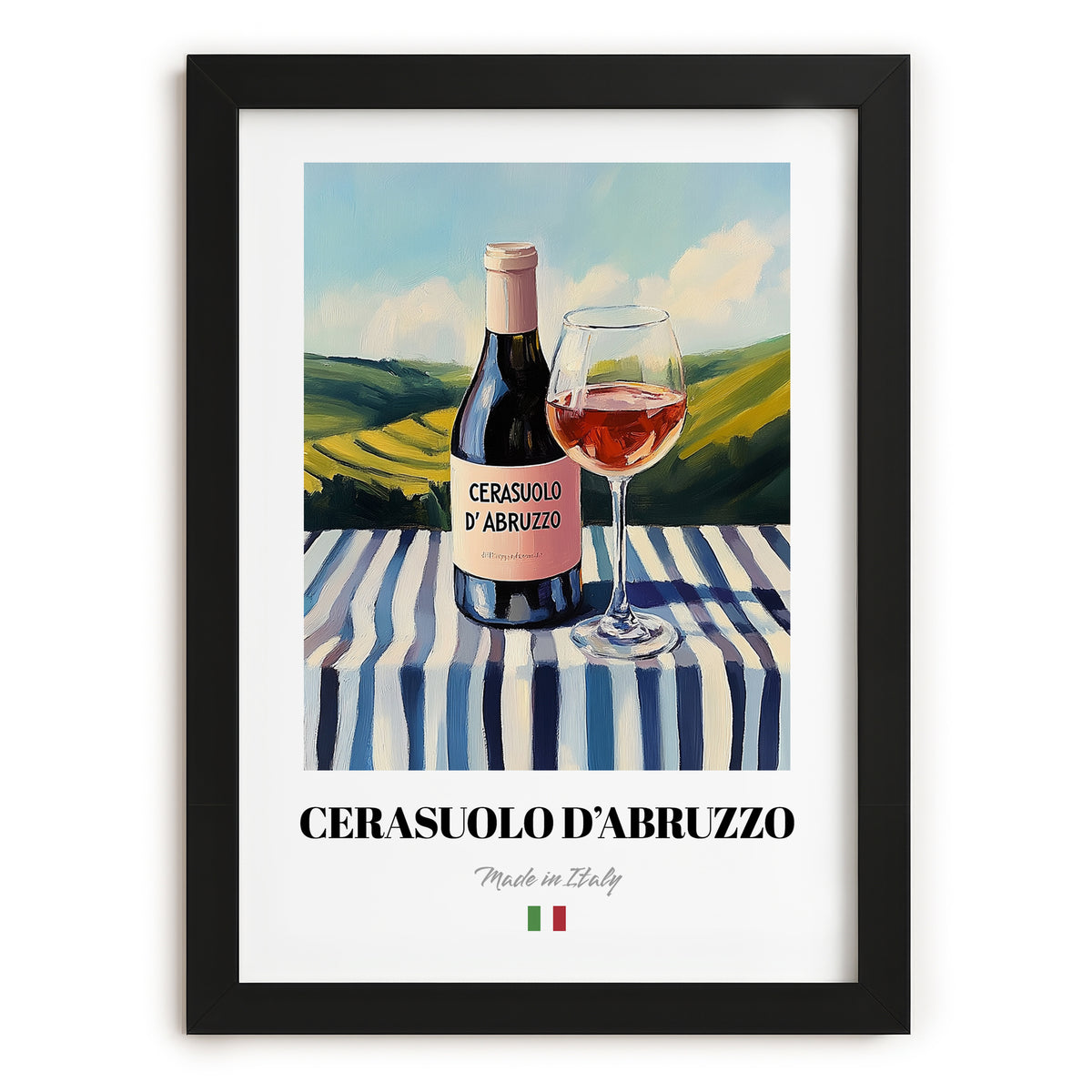Cerasuolo d'Abruzzo – Italian Rose Wine, Wine Bar Poster, in sleek black frame